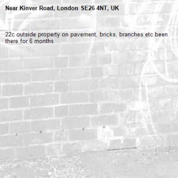 22c outside property on pavement, bricks, branches etc been there for 6 months-Kinver Road, London SE26 4NT, UK
