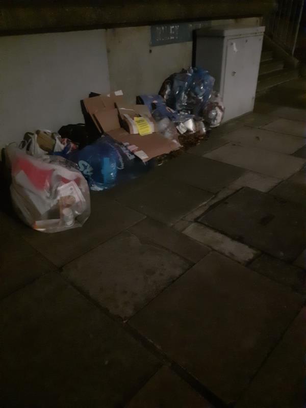 Street sleeper rubbish and recycling boxes-4 Doran Walk, London E15 2JL, UK