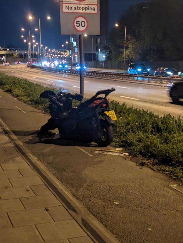 Stolen moped blocking cycle lane-Newham Way, East Ham, London