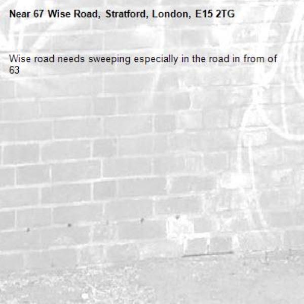 Wise road needs sweeping especially in the road in from of 63-67 Wise Road, Stratford, London, E15 2TG