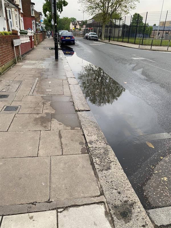 Please unblock this drain- I have reported this last week. We have to wait for cars to go past to walk on the pavement. -169 Church Road, Manor Park, London, E12 6HB