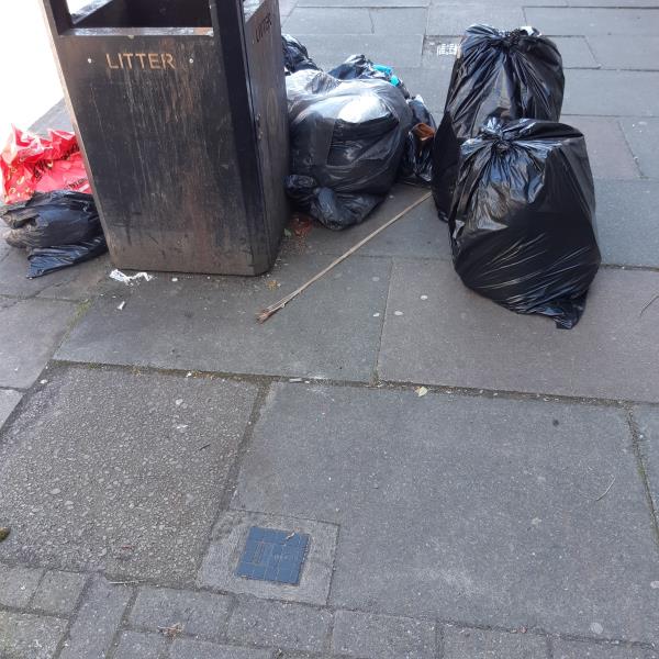 Blag bags dumpped near bin -113A, Uppingham Road, Leicester, LE5 3TB