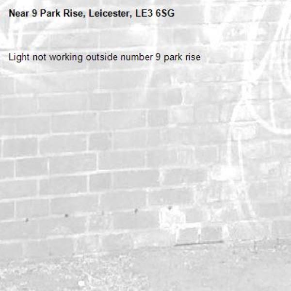 Light not working outside number 9 park rise-9 Park Rise, Leicester, LE3 6SG