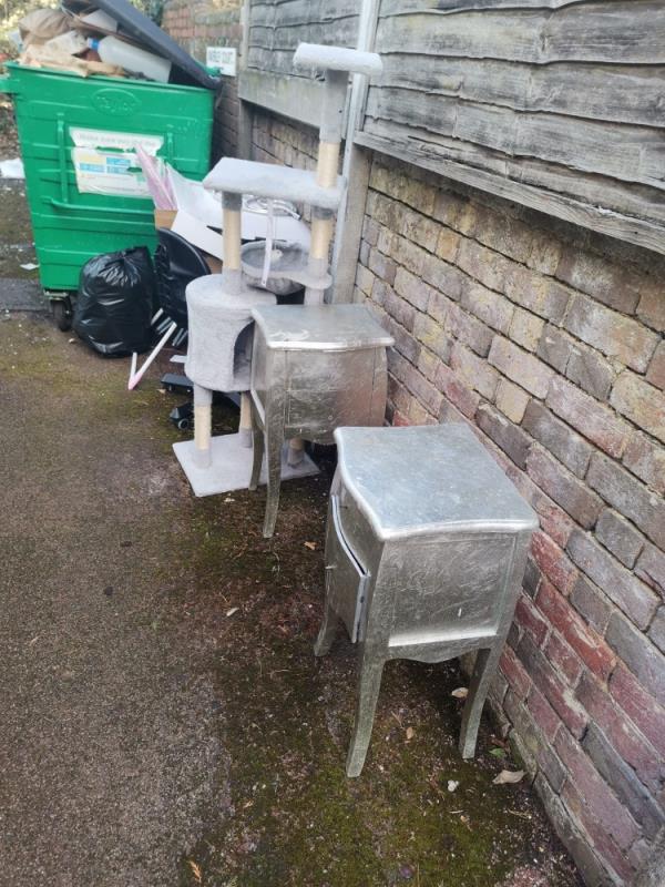 The tenants of number 10 have dumped various fornitures  where it  should not be dumped .-Waverley Court, Southcote Road, Reading, RG30 2AE