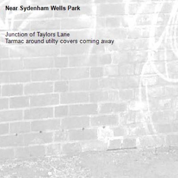 Junction of Taylors Lane
Tarmac around utilty covers coming away
-Sydenham Wells Park