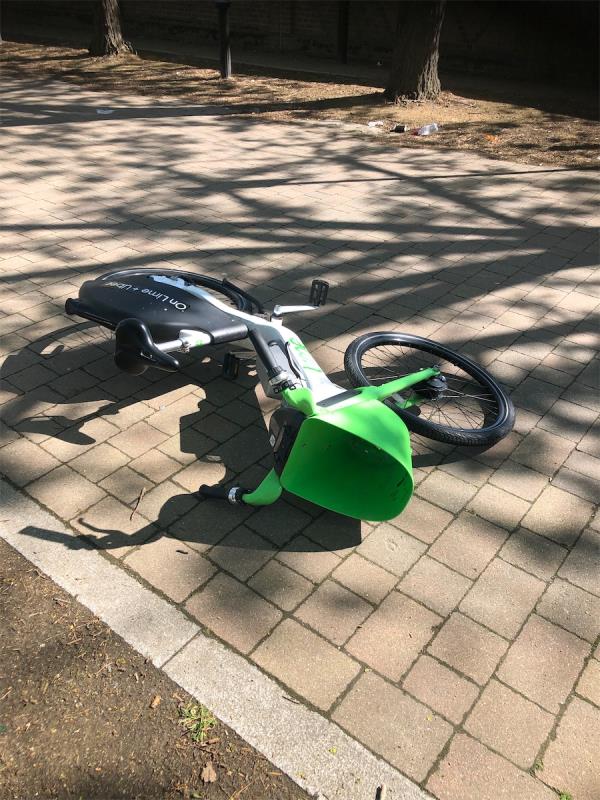 Wotton Road at entrance to Estate. Please remove an abandoned Lime bike-Lord Clyde, 9 Wotton Road, London, SE8 5TQ