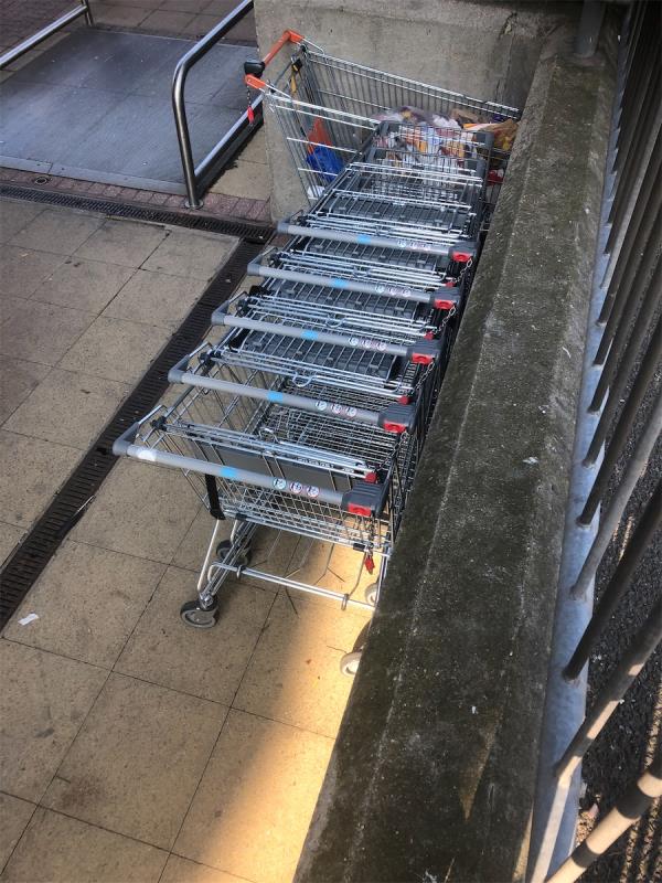 Side of Sainsburys. Please clear 6 Aldi Trolleys-Ron Stockbridge Close, London