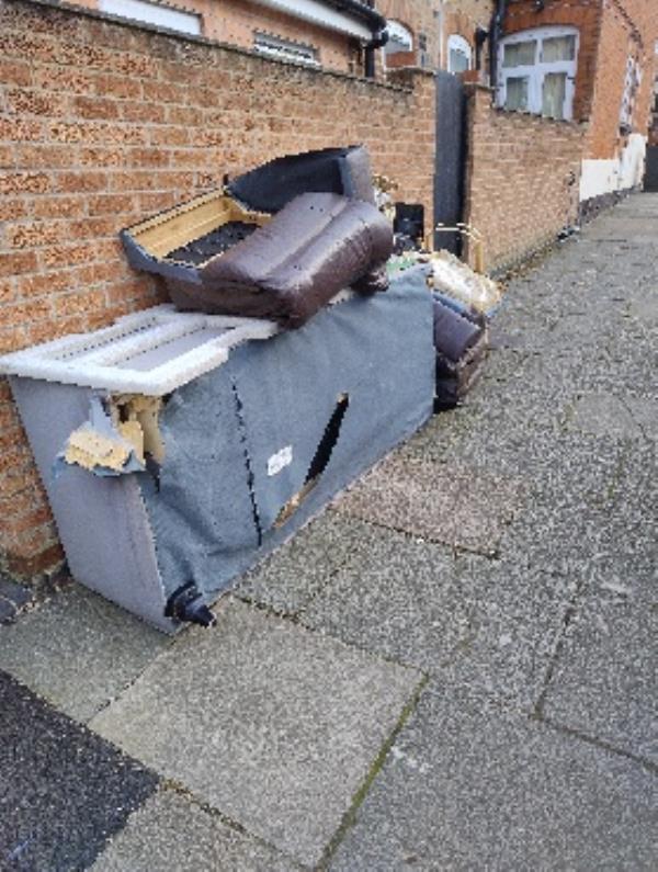 rubbish and furniture abandoned near 53a Kingston road.-133 Devana Road, Leicester, LE2 1PN
