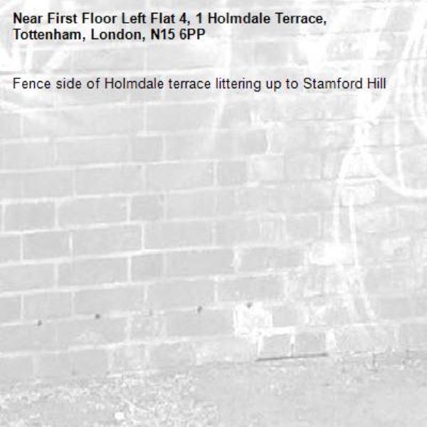 Fence side of Holmdale terrace littering up to Stamford Hill -First Floor Left Flat 4, 1 Holmdale Terrace, Tottenham, London, N15 6PP