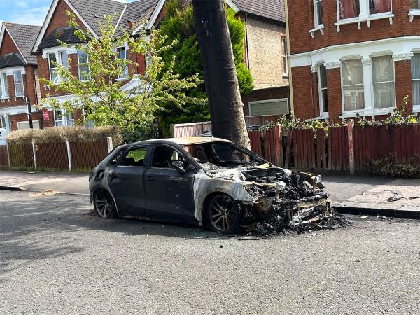Burnt car needs to be taken away. No more investigation ongoing-28 Penerley Road, Catford, London, SE6 2LQ
