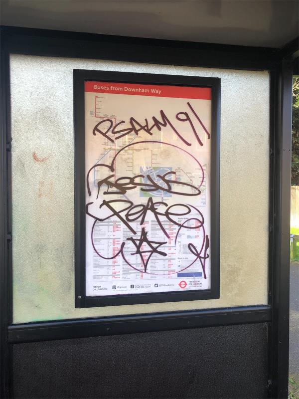 Remove graffiti from bus shelter-216 Waters Road, London, SE6 1UJ