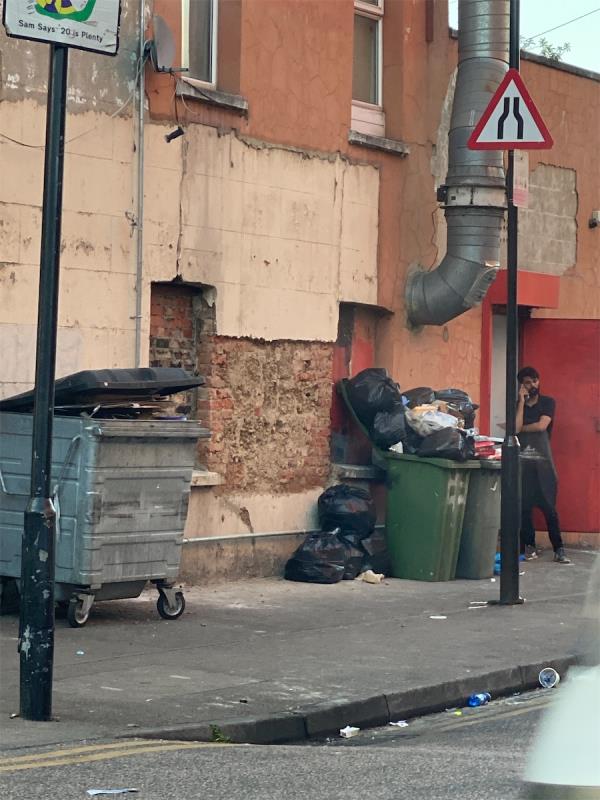 Over filled bins -2A, Beaumont Road, Plaistow, London, E13 8RJ