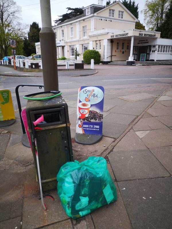 One bag general litter left at bin -10 Main Street, Evington, Leicester, LE5 6DN