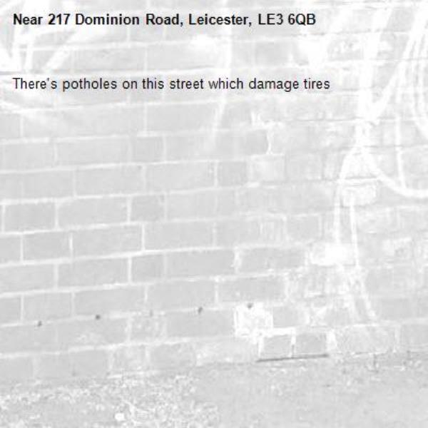 There's potholes on this street which damage tires-217 Dominion Road, Leicester, LE3 6QB