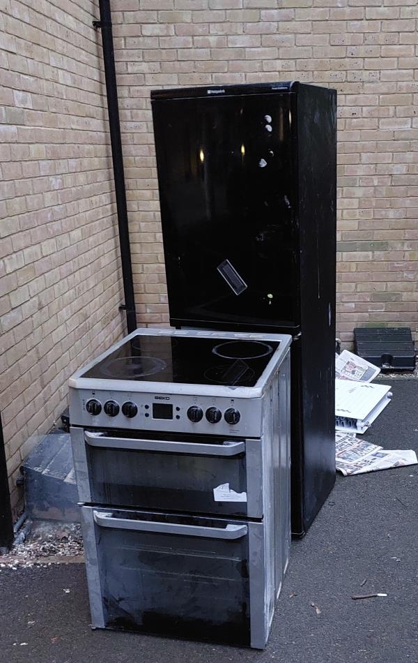 A radiator stove and fridge suddenly appeared in the covered car parking area of the development.  It feels like the start of a bigger problem.-1-6 Chiltonian Mews, Hither Green, SE13 5FD, England, United Kingdom