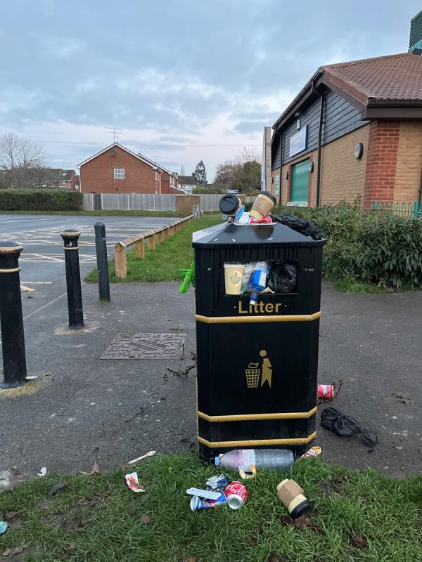 The bin in the carpark at Rushmoor community football club in Southwood Country Park east is overflowing. Needs emptying more often.-4 Grasmere Road, Farnborough, GU14 0LE