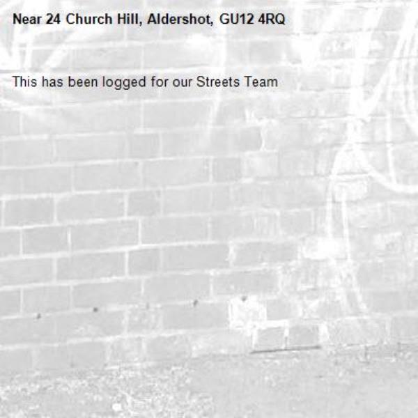 This has been logged for our Streets Team-24 Church Hill, Aldershot, GU12 4RQ