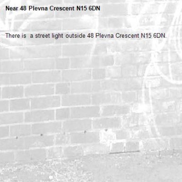 There is  a street light outside 48 Plevna Crescent N15 6DN.  -48 Plevna Crescent N15 6DN