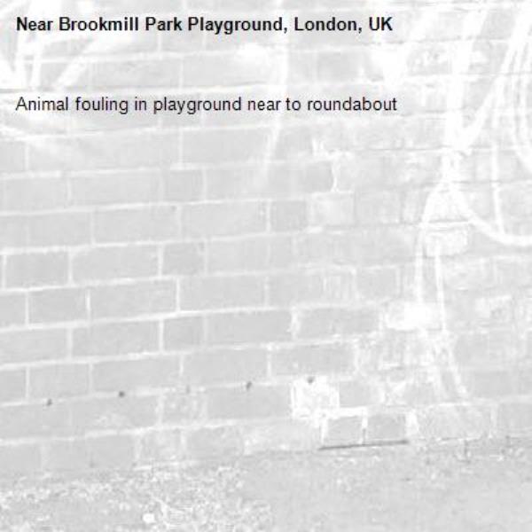 Animal fouling in playground near to roundabout-Brookmill Park Playground, London, UK