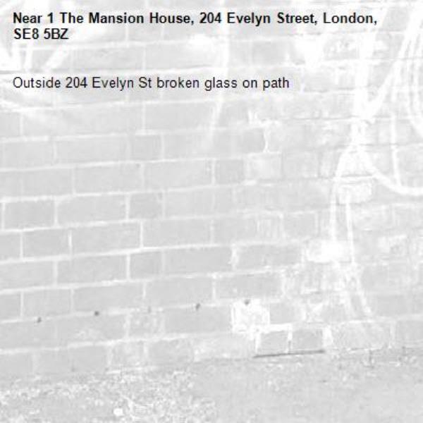 Outside 204 Evelyn St broken glass on path-1 The Mansion House, 204 Evelyn Street, London, SE8 5BZ