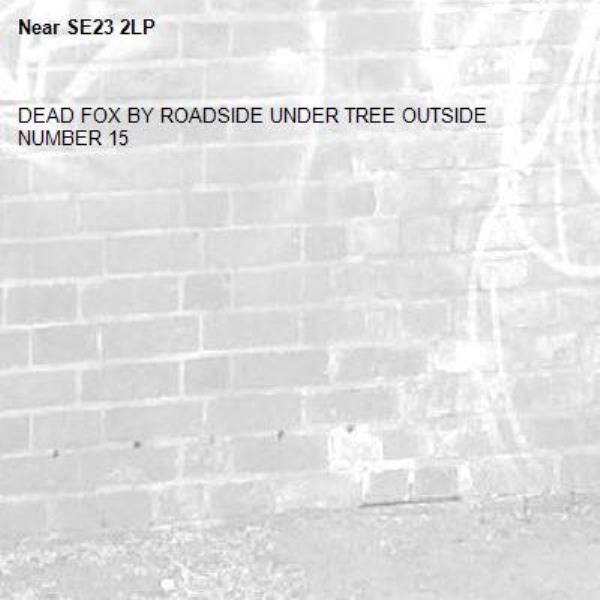 DEAD FOX BY ROADSIDE UNDER TREE OUTSIDE NUMBER 15-SE23 2LP