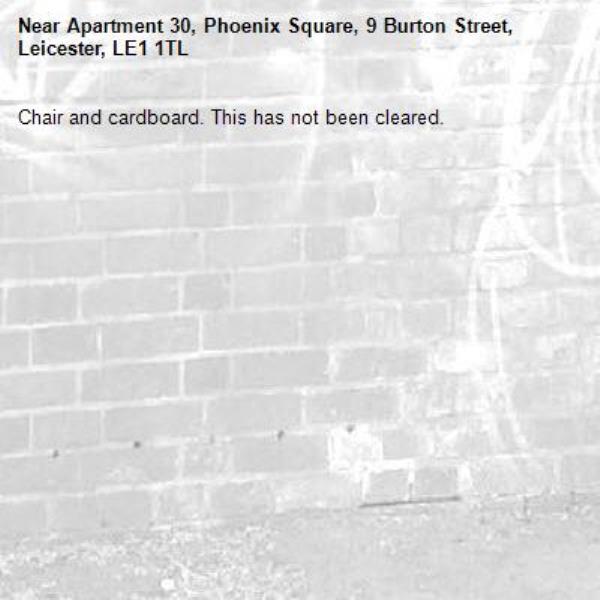 Chair and cardboard. This has not been cleared.-Apartment 30, Phoenix Square, 9 Burton Street, Leicester, LE1 1TL
