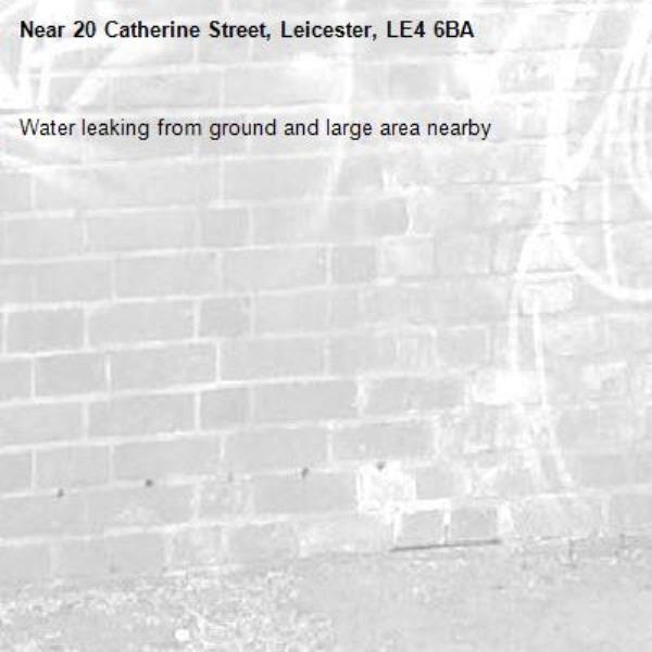 Water leaking from ground and large area nearby -20 Catherine Street, Leicester, LE4 6BA