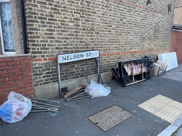 A mixture of waste has been disposed of at the above address; beds, mattresses, small sofas, etc.-39 Nelson Street, East Ham, London, E6 2QA