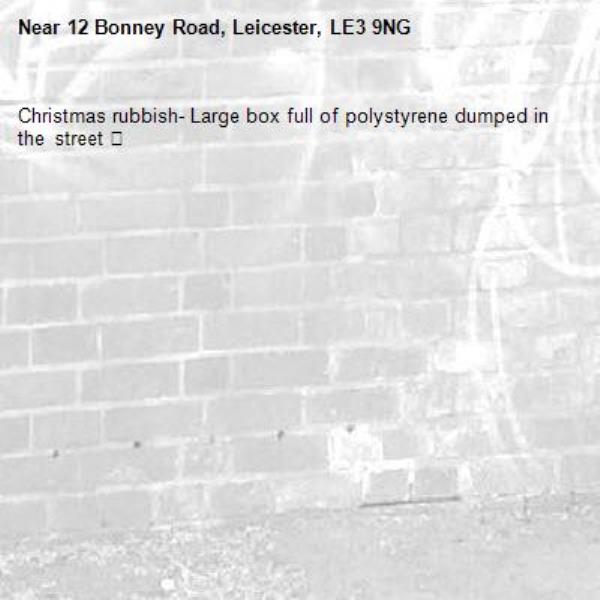 Christmas rubbish- Large box full of polystyrene dumped in the street 👎-12 Bonney Road, Leicester, LE3 9NG