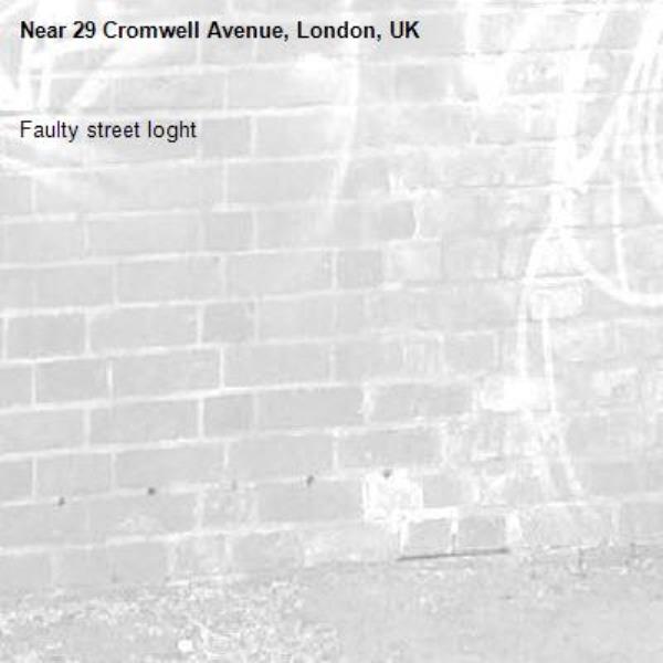Faulty street loght-29 Cromwell Avenue, London, UK
