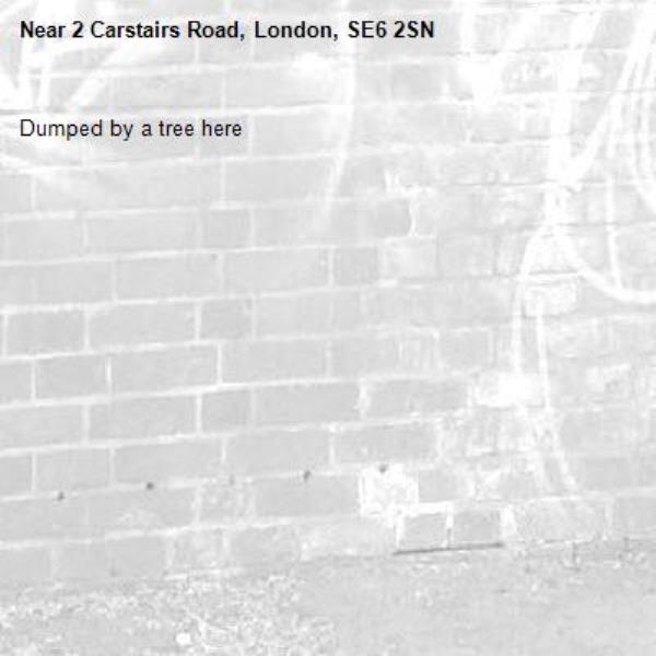 Dumped by a tree here-2 Carstairs Road, London, SE6 2SN