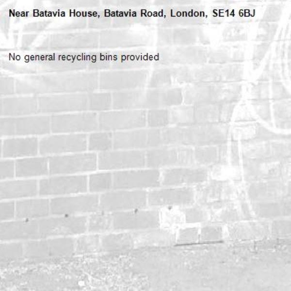 No general recycling bins provided -Batavia House, Batavia Road, London, SE14 6BJ