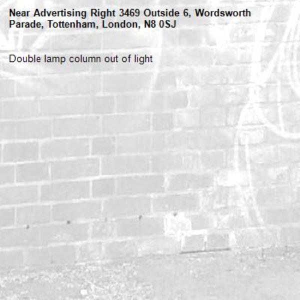 Double lamp column out of light-Advertising Right 3469 Outside 6, Wordsworth Parade, Tottenham, London, N8 0SJ