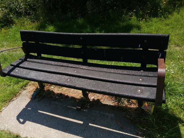 Burnt bench in Prospect Park-35 Honey End Lane, Reading, RG30 4EL