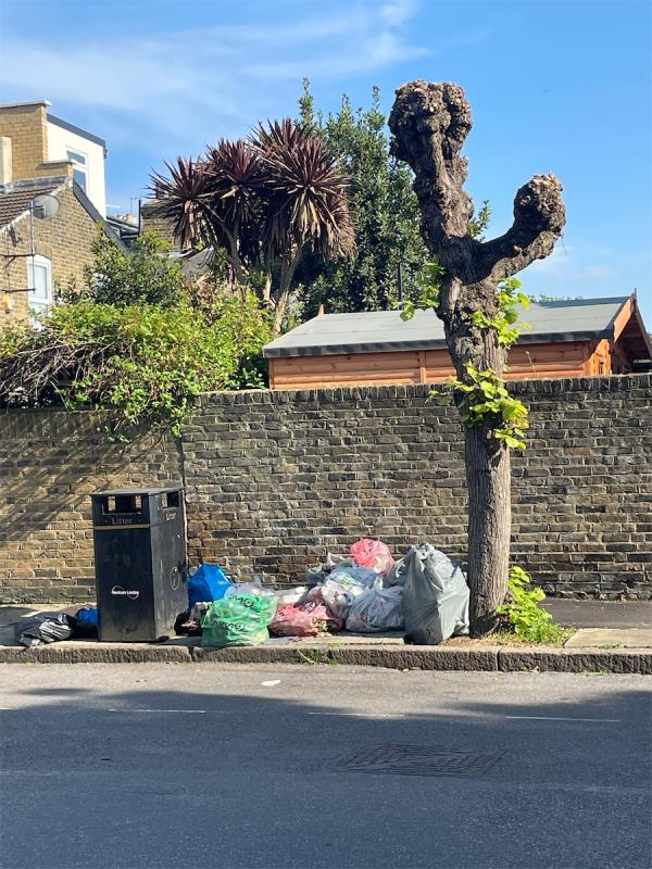 Bin bags on the road-32 Faraday Road, Stratford, London, E15 4JT