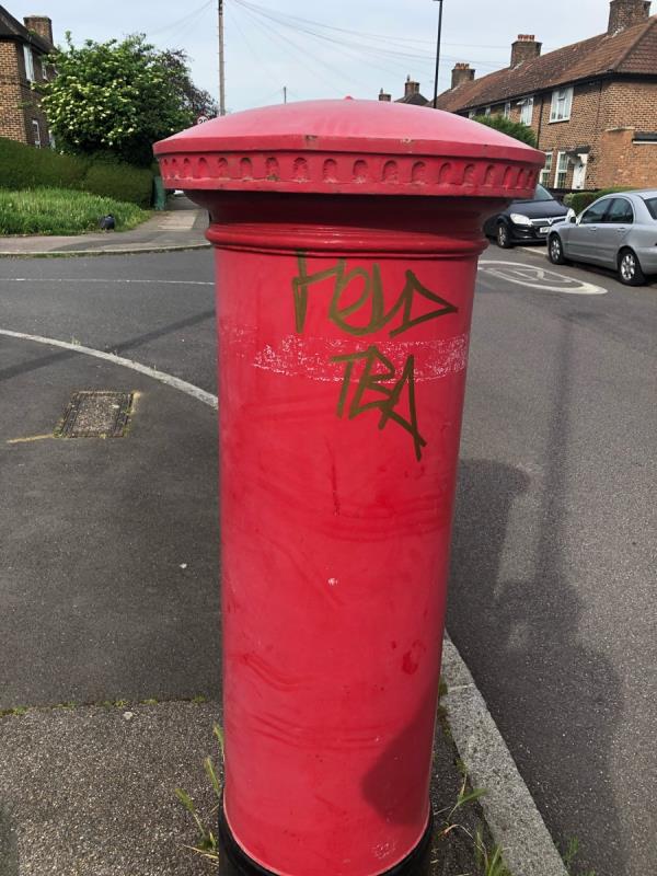 Remove graffiti from post box-36 Boundfield Road, London, SE6 1PL