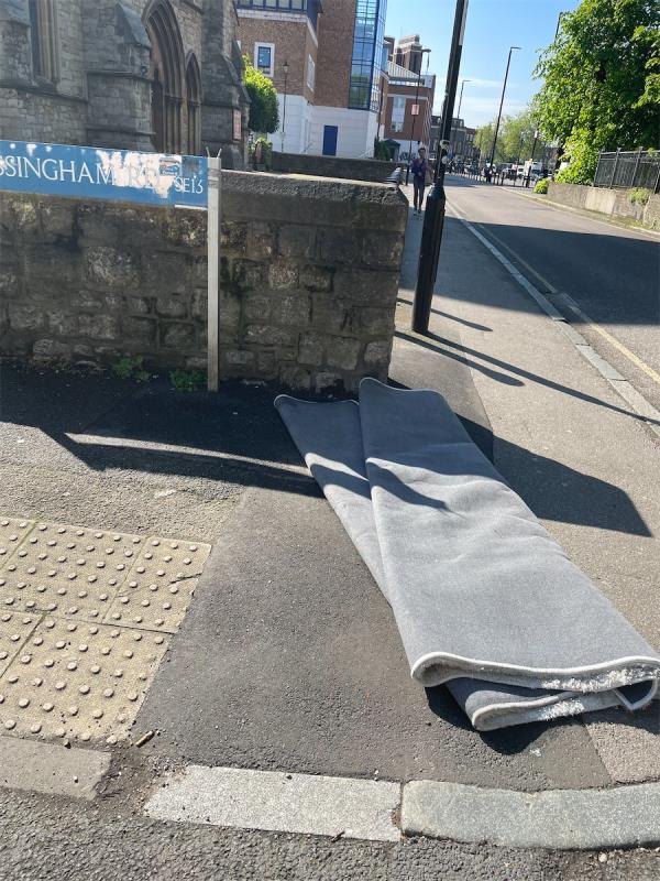 Dumped mat - a real obstacle for pedestrians -1A, Cressingham Road, London, SE13 5AQ