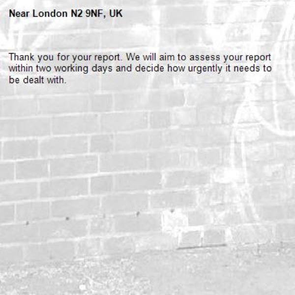 Thank you for your report. We will aim to assess your report within two working days and decide how urgently it needs to be dealt with.-London N2 9NF, UK