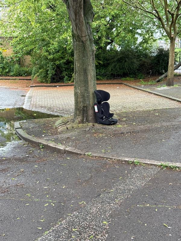 baby carrier dumped underneath a tree-50 Bridgeland Road, Canning Town, London, E16 3AD