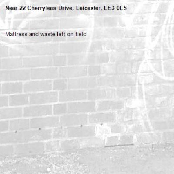 Mattress and waste left on field-22 Cherryleas Drive, Leicester, LE3 0LS