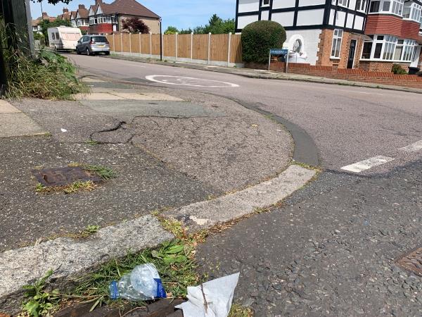 When are you going to make this safe for pedestrians? This wdamaged pavement is evidence of cars constantly cutting the corner. So many children commute through here to school! Please install a bell bollard ASAP! -21 Senlac Road, Lee, SE12 9NB