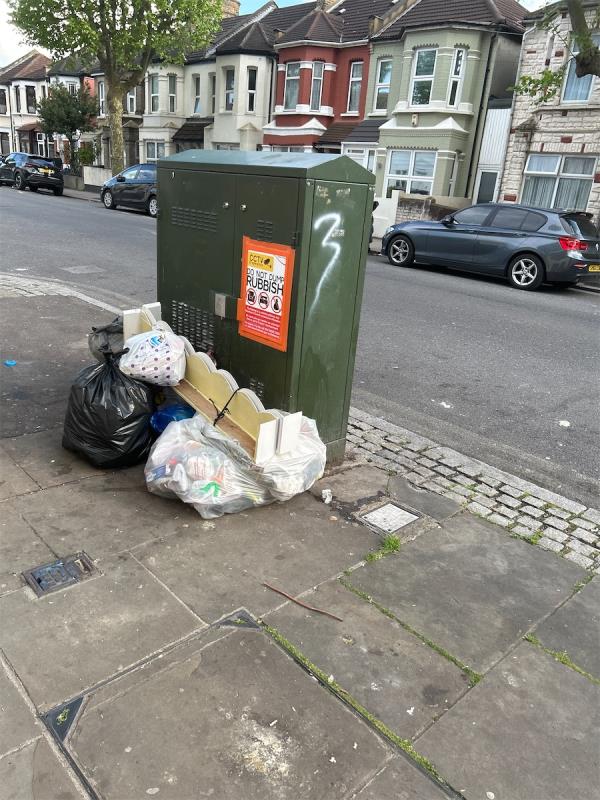 Bags of rubbish and a wooden shelf-16A, Central Park Road, East Ham, London, E6 3DY