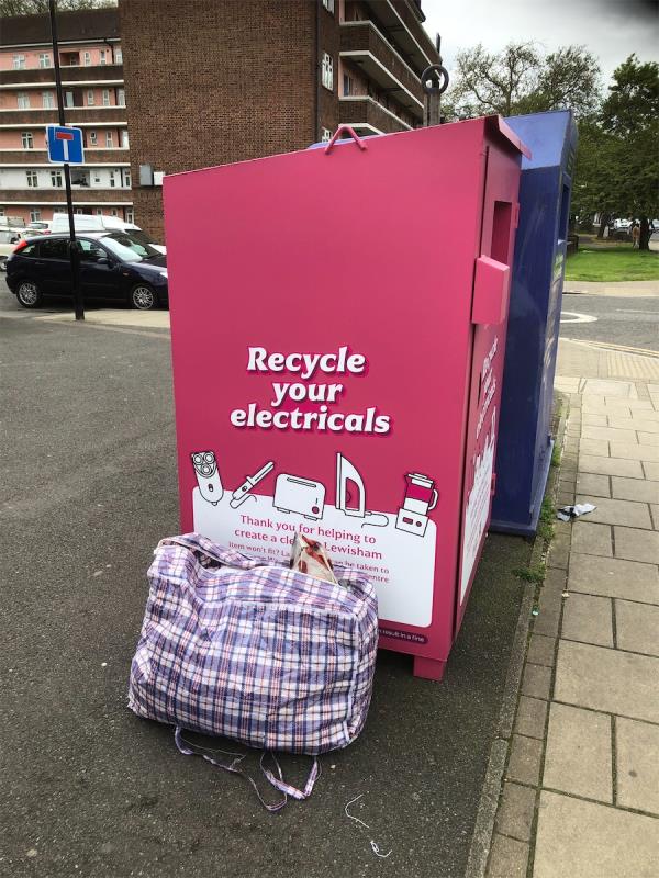 Please clear flytip of a bag from by electrical bank-Flat 4, 347-349 Sydenham Road, London, SE26 5SL
