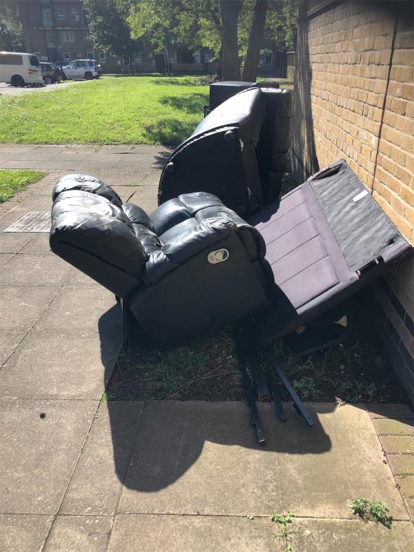 Please clear flytip from side of bock-9 Whitcher Close, London, SE14 6HS