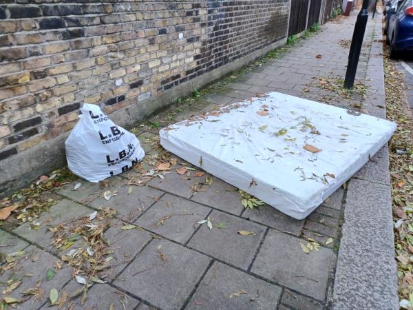 Mattress and household waste fly tipped at junction of 108 Gwendoline Avenue and Harold Road, E13. -108 Harold Road, Upton Park, London, E13 0SF