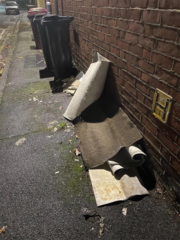 Fly tipped DIY waste on Body Road at the corner side of three Baker Street-Flat 1, 2 Body Road, Reading, RG1 7JP