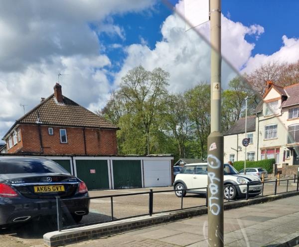 Around this area, the same sprayer, sprayed on the lamppost and on the green box. Please resolve this issue. And keep an eye out for more of his own work.-1 Wentworth Road, Leicester, LE3 9DF