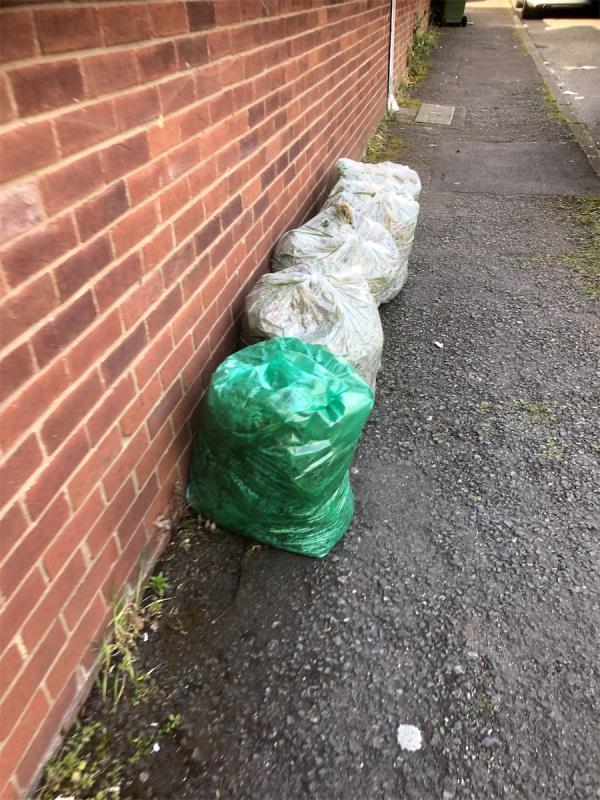 Please clear dumped bags-24 Lambscroft Avenue, Grove Park, London, SE9 4NZ