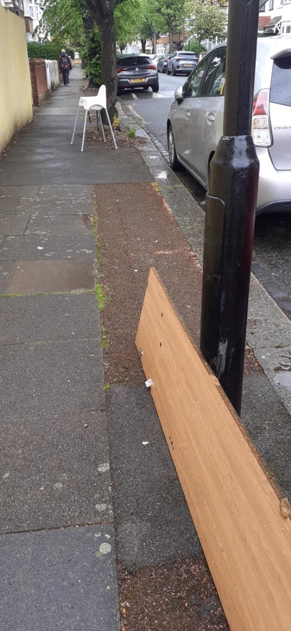 Issue is in Fawn Road. High chair and plank-60 Waghorn Road, Upton Park, London, E13 9JQ