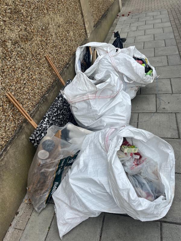 Bags of builders rubbish attracting more rubbish -166 Ribblesdale Road, London, SW16 6SR